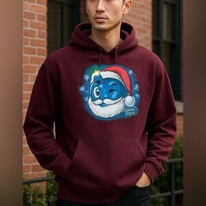 The Hundreds men's Adam Bomb Smurf Holiday hoodie sweatshirt burgundy Size Large